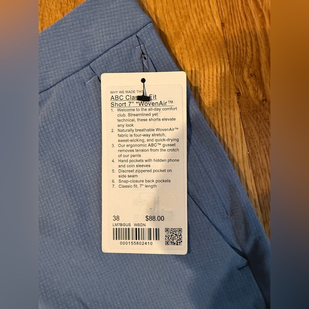 NEW! Lululemon wovenair shorts 38W in color washed denim - Picture 2 of 8
